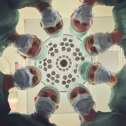 Medical professionals around a table